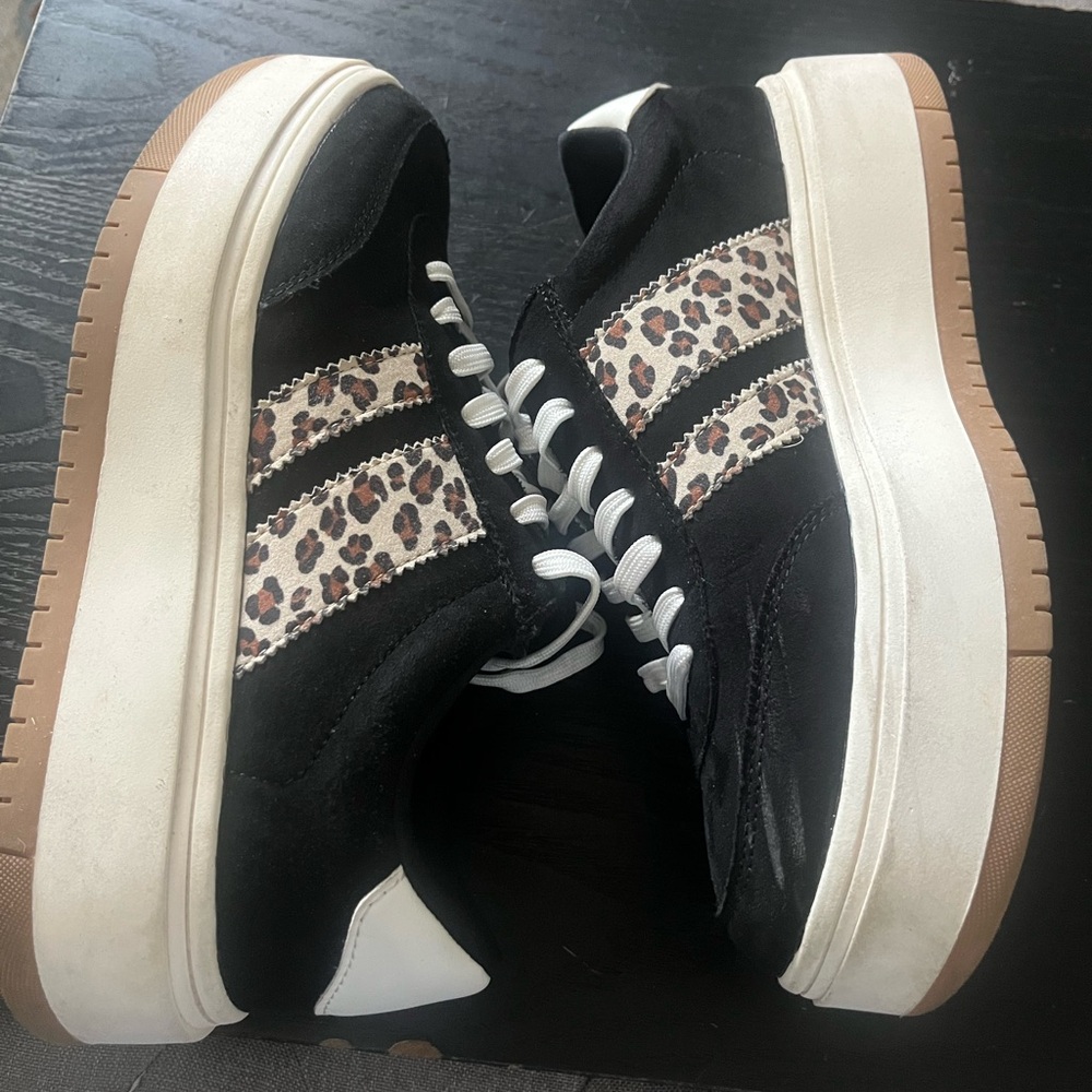 Madden girl leopard black and white sneakers